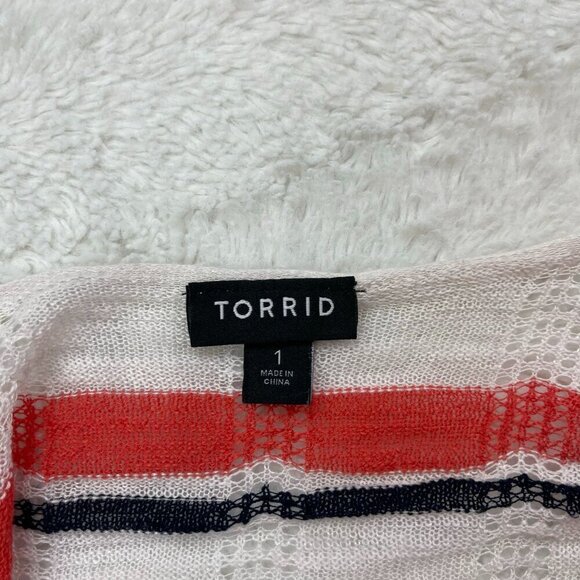 Torrid Striped Cardigan Sweater 1 1X Lightweight Long Sleeve - Picture 4 of 8